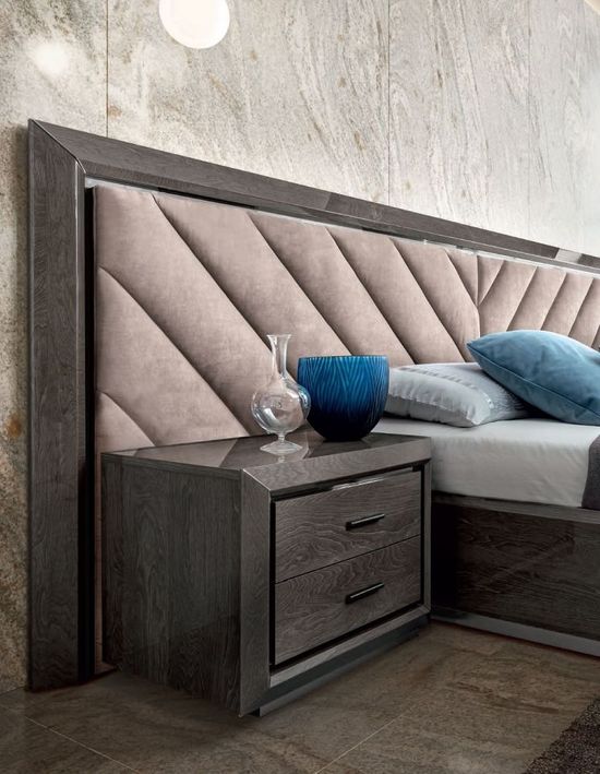 Modum Elite Silver Birch Italian Upholstered Headboard Boiserie Bed - Sizes Available