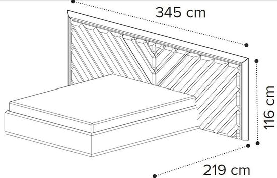Modum Elite Silver Birch Italian Upholstered Headboard Boiserie Bed - Sizes Available