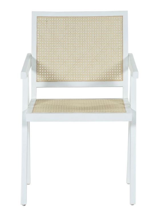 Clearance - Jeanne Rattan Armchair, White Wooden Frame with Natural Cane Back - Brand New Item