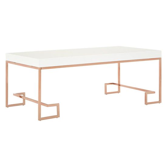 Allure White Gloss Coffee Table with Rose Gold Angled Legs