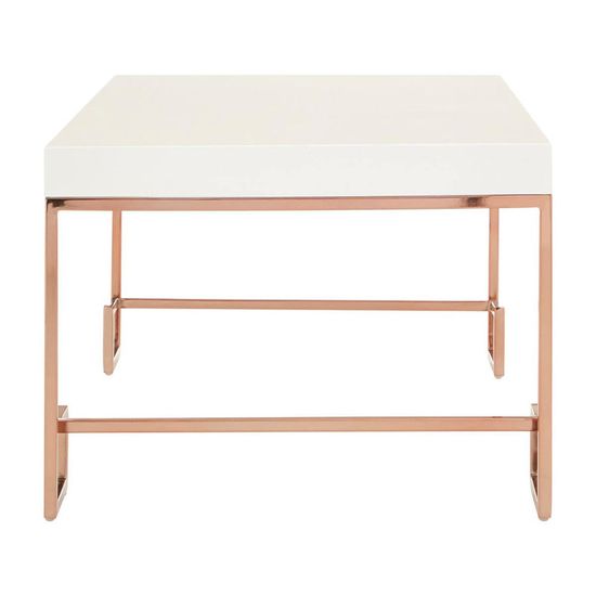 Allure White Gloss Coffee Table with Rose Gold Angled Legs