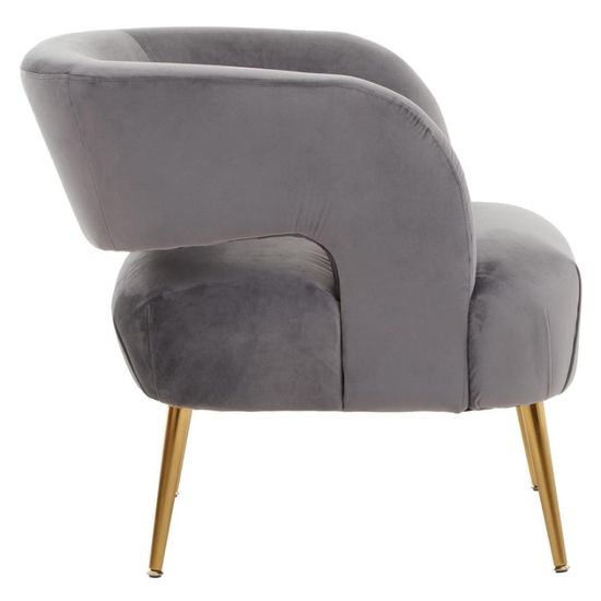 Larissa Grey Velvet Fabric Accent Chair with Metal Legs