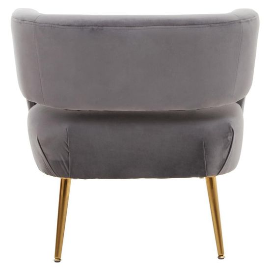 Larissa Grey Velvet Fabric Accent Chair with Metal Legs