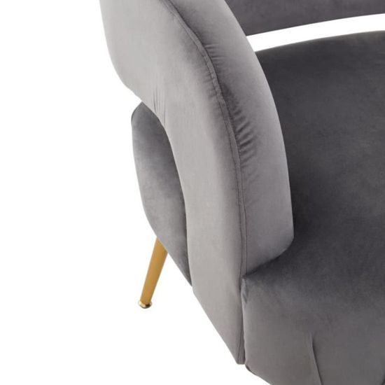 Larissa Grey Velvet Fabric Accent Chair with Metal Legs