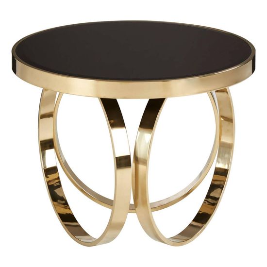 Ragusa Black Glass Round Coffee Table with Ring Gold Base