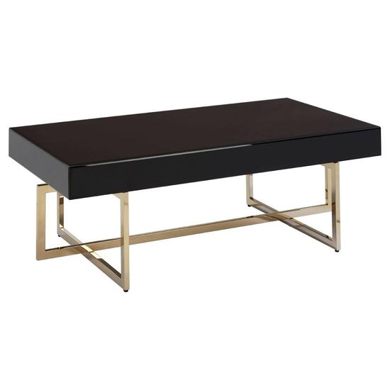 Ragusa Black Glass Coffee Table with Gold Legs