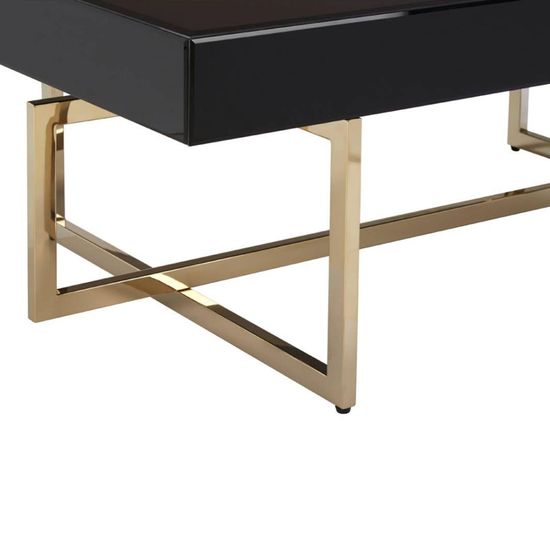 Ragusa Black Glass Coffee Table with Gold Legs