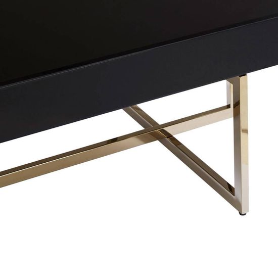 Ragusa Black Glass Coffee Table with Gold Legs