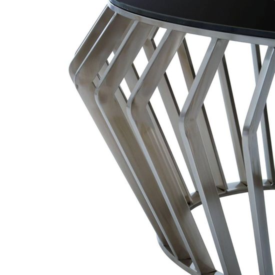 Ackley Black Glass Round Coffee Table with Chrome Base