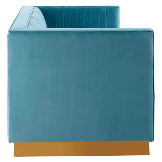 Opal Light Blue Velvet Fabric 3 Seater Sofa