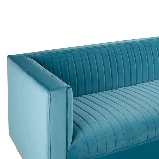 Opal Light Blue Velvet Fabric 3 Seater Sofa