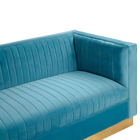 Opal Light Blue Velvet Fabric 3 Seater Sofa