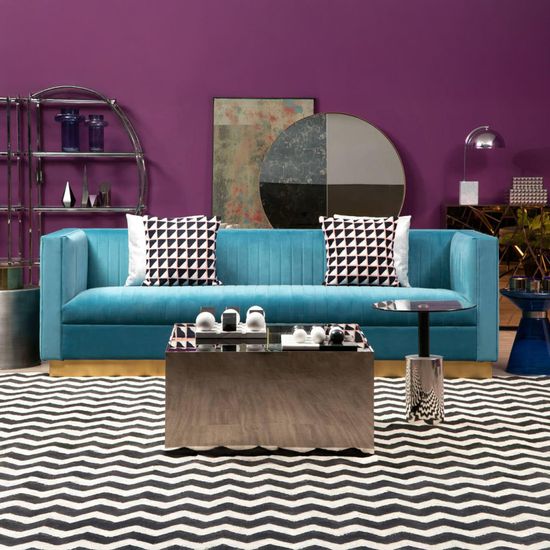 Opal Light Blue Velvet Fabric 3 Seater Sofa