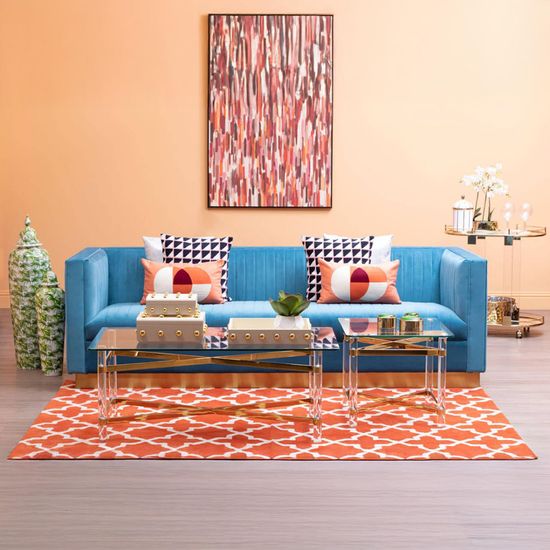 Opal Light Blue Velvet Fabric 3 Seater Sofa