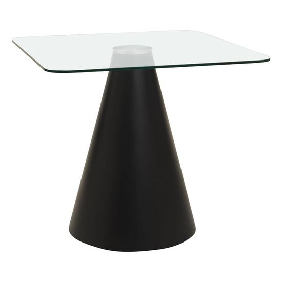 Azalea Glass 2 Seater Square Dining Table with Black Cone Base
