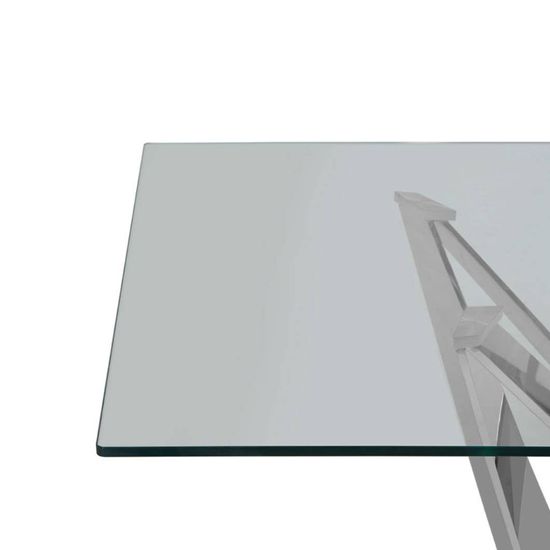 Carlox Glass 8 Seater Dining Table with Chrome Base