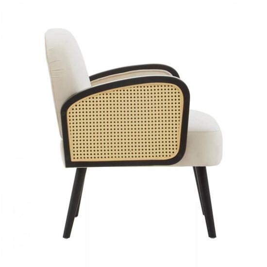 Hala Natural Velvet Fabric Upholstered Armchair