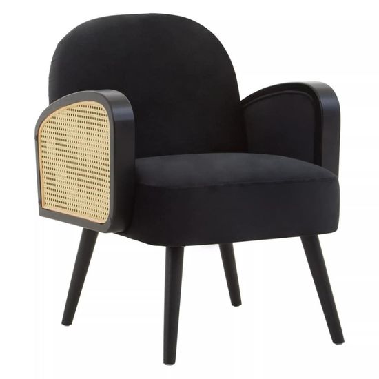 Hala Black Velvet Fabric Upholstered Armchair