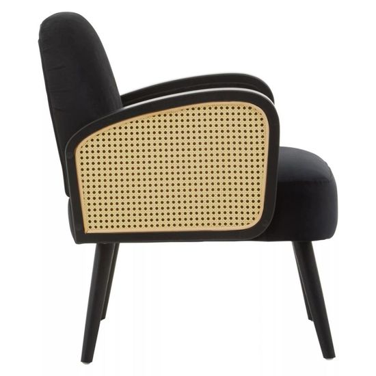 Hala Black Velvet Fabric Upholstered Armchair