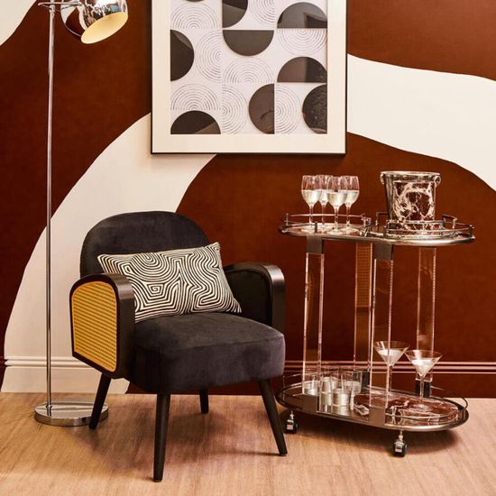 Hala Black Velvet Fabric Upholstered Armchair