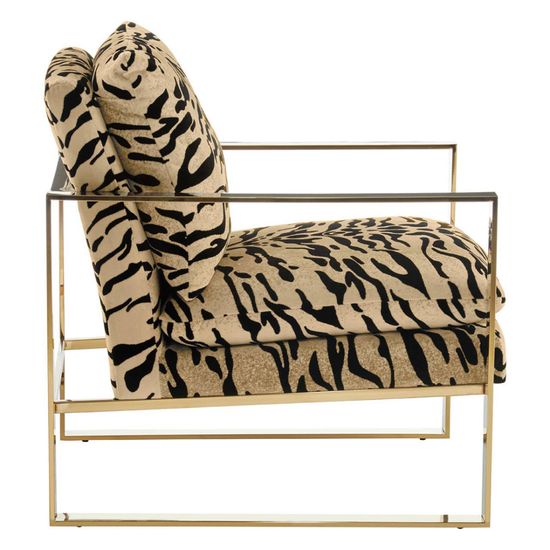 Gillett Tiger Print Fabric Armchair with Gold Metal Legs