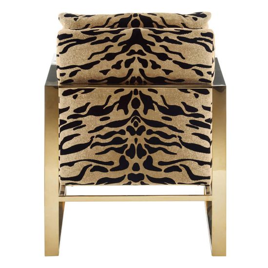 Gillett Tiger Print Fabric Armchair with Gold Metal Legs