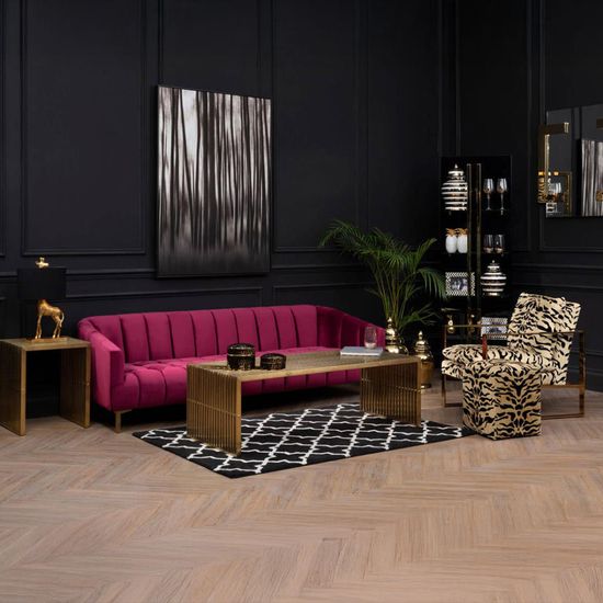 Gillett Tiger Print Fabric Armchair with Gold Metal Legs