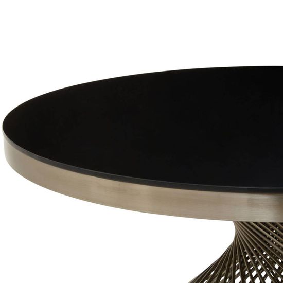 Anzio Black Glass Round Coffee Table with Geometric Base