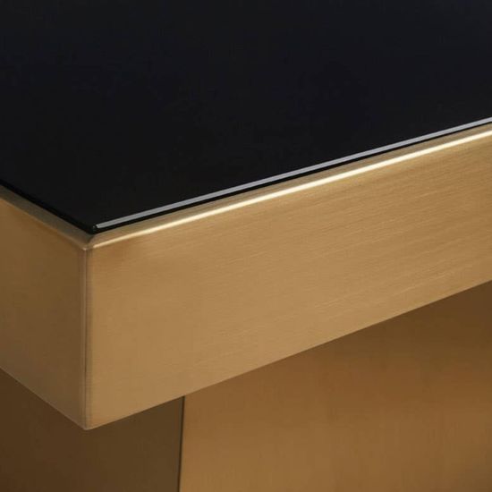 Carlox Black Glass Square Coffee Table with Gold Base