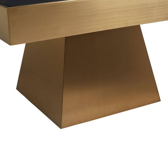 Carlox Black Glass Square Coffee Table with Gold Base