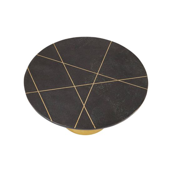 Rabia Black Marble Round Coffee Table with Gold Base
