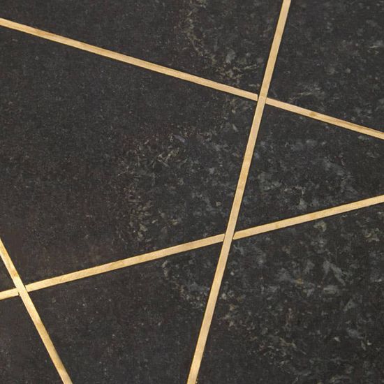 Rabia Black Marble Round Coffee Table with Gold Base