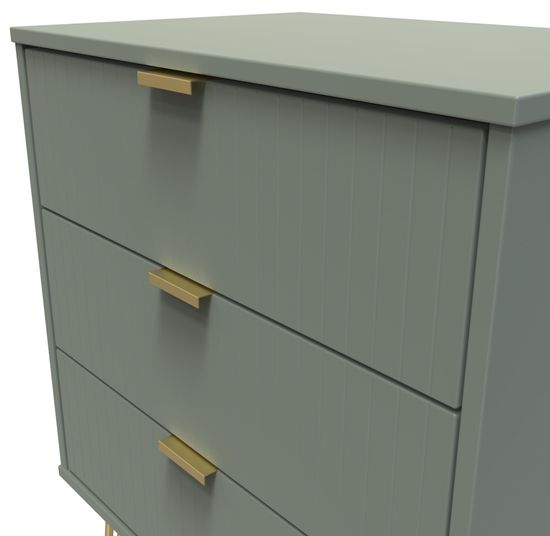 Linear Green 3 Drawer Small Chest with Hairpin Legs