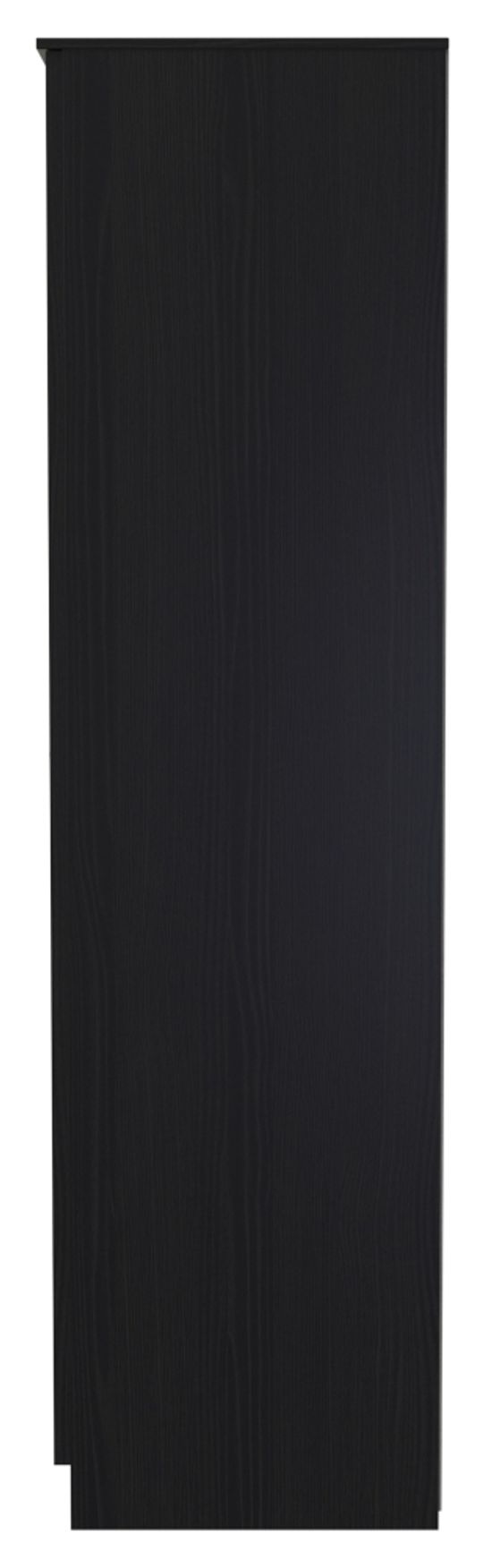 Rattan and Black Ash 2 Door Plain Tall Wardrobe