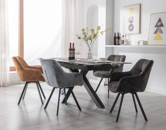 2 x Jade Rust Fabric Dining Armchair