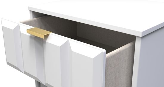 Cube White 5 Drawer Narrow Chest with Gold Hairpin Legs