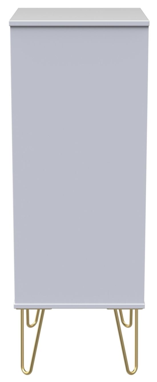 Cube White 5 Drawer Narrow Chest with Gold Hairpin Legs