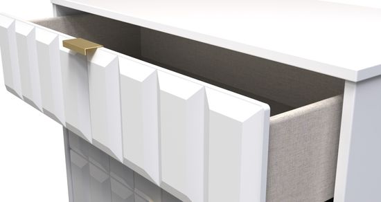 Cube White 4 Drawer Chest with Gold Hairpin Legs