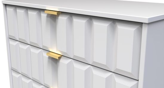 Cube White 5 Drawer Chest with Gold Hairpin Legs