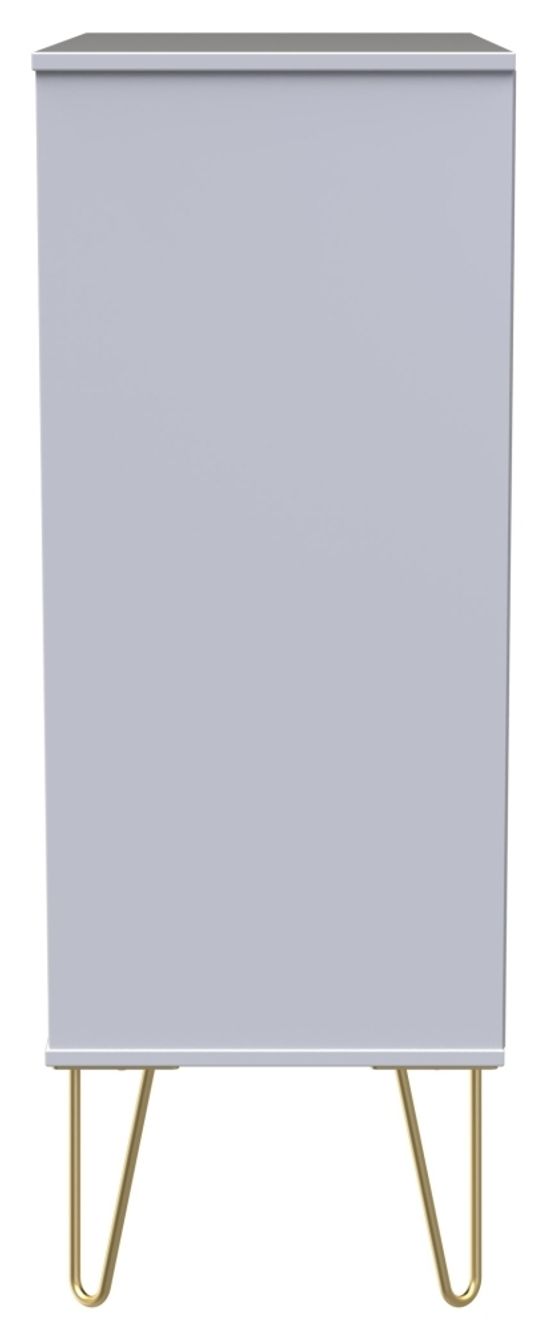 Cube White 5 Drawer Chest with Gold Hairpin Legs