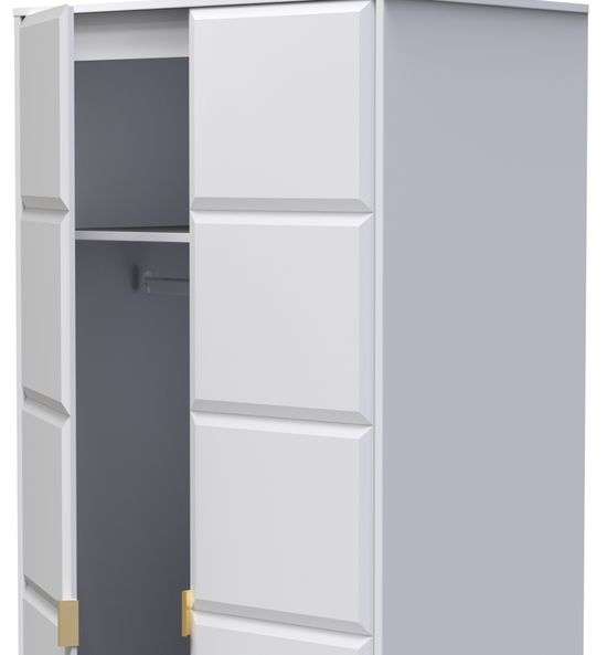 Cube White 2 Door Plain Tall Wardrobe