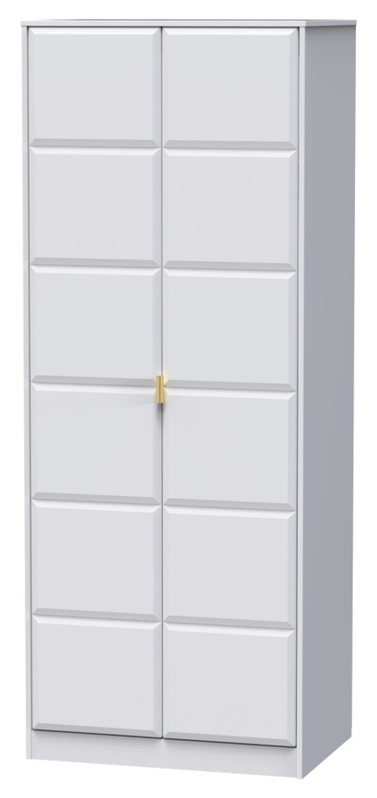 Cube White 2 Door Plain Tall Wardrobe