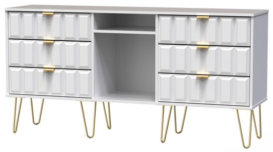 Cube White 150cm TV Unit with Hairpin Legs