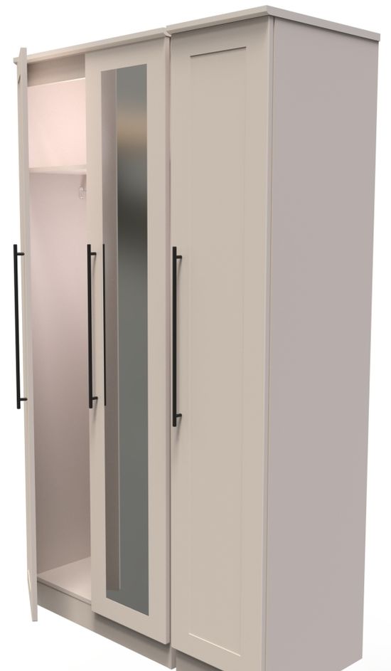 Beverley Cashmere 3 Door Tall Triple Wardrobe - 1 Mirror