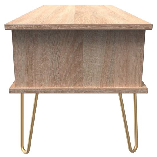 Jigsaw White and Oak Effect 1 Drawer Coffee Table with Gold Hairpin Legs