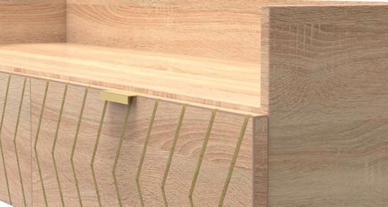 Jigsaw Oak Effect 130cm TV Unit with Gold Hairpin Legs