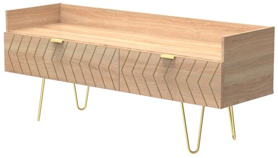 Jigsaw Oak Effect 130cm TV Unit with Gold Hairpin Legs