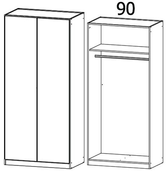 Rauch Ontario 91cm 2 Door Wardrobe - Metallic Grey