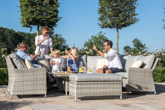 Maze Oxford Royal Grey Rattan U Shape Rising Table Garden Sofa Set