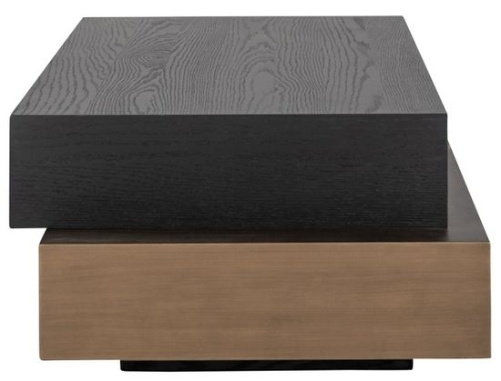 Cambon Dark Oak and Brass Layered Coffee Table